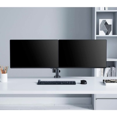 Manhattan 461597 Desk Mount for Curved Screen Display, Flat Panel Display - 2 Display(s) Supported - 32" Screen Support - 35.27 lb (16000 g) Load Capacity - 75 x 75, 100 x 100  Dual Monitor Mount Two Gas-Sp ring Jointed Arms  S