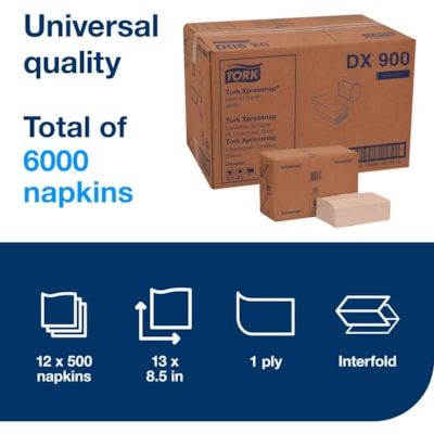 TORK - Serviette à distributeur Xpressnap - 1 Pli - Enchevêtré - largeur de 13 po (330,20 mm) x longueur de 8,50 po (215,90 mm) - Blanc - Fibre - 500/emballage - 12 / Carton  SERV  ENTREPLI?ES MONOCOUCHE  500 CT  13'' X 8-1/