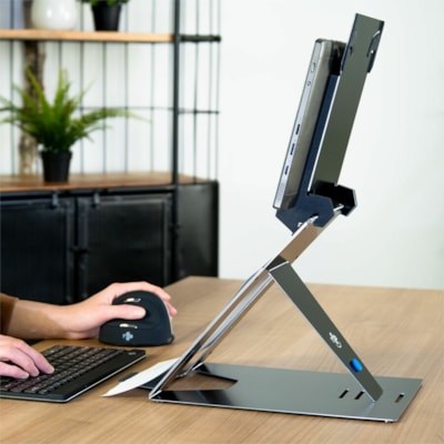 R-Go Riser Duo, tablet and laptop stand - black d Laptop Stand in one  Aluminu m Stand  Detachable