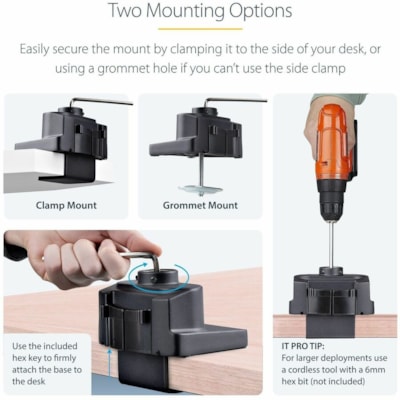 StarTech.com Desk Mount Dual Monitor Arm, Height Adjustable Monitor Mount for 2x VESA Displays up to 32" (17.6lb/8kg), Mechanical Spring - VESA 75x75/100x100mm desk mount dual monitor arm for 2x 32 inch (16:9) displays (17.6lb each) - Clamp/Grommet; Detachable VESA plates - Articulating ergonomic mo  MNT 