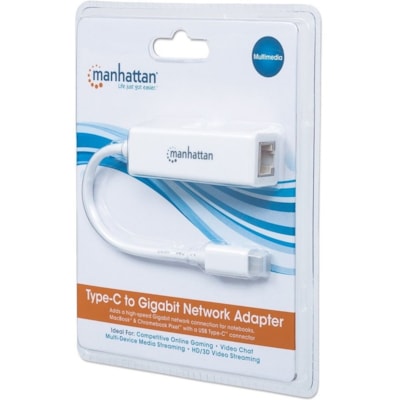 Manhattan Type-C to Gigabit Network Adapter - USB 3.1 (Gen 1) Type C - 1 Port(s) - 1 - Twisted Pair - 10Base-T, 100Base-TX, 1000Base-T - Portable twork Adapter SuperSpeed USB 3 .2 Gen 1; 10/100/100