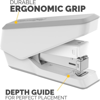 Fellowes LX840 Half Strip EasyPress Stapler White - Holds Upto 105 Staple - Half Strip - White - Metal - 1 Each HALF STRIP  EFFORTLESS STAPLER 25 SHEET CAPACITY  WHITE