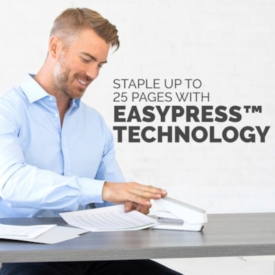 Fellowes LX850 Full Strip EasyPress Stapler - White - Holds Upto 210 Staple - Full Strip - White - 1 Each FULL STRIP  EFFORTLESS STAPLER 25 SHEET CAPACITY  WHITE