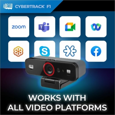 Adesso - Webcam CyberTrack F1 - 2,1 Mégapixels - 30 fps - USB 2.0 - 1 chaque - 1920 x 1080 Vidéo - CMOS Capteur - Focale fixe - 120° Angle - Microphone - Pour Moniteur, Ordinateur portable, Téléviseur - Windows 10 NDOWS HELLO FACE RECOGNITION B UILD-IN ADJUSTABLE F