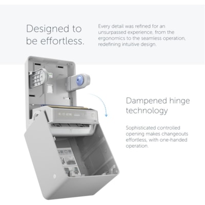 Kimberly-Clark Professional - Distributeur de serviettes en papier ICON - Sans contact - hauteur de 16,53 po (419,86 mm) x largeur de 12,41 po (315,21 mm) x profondeur de 10,19 po (258,83 mm) - Automatique, Porte battante, Sans bourrage, Vérouillage à clé, Bouton poussoir, Durable EBONY WOODGRAIN FACEPLATE 