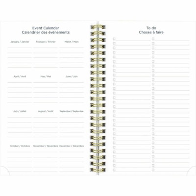Blueline Essential Planner - Academic - Weekly, Monthly - 13 Month - July to July - Twin Wire - Navy, Gold - Foil - Translucent Cover - 8" (203.20 mm) Height x 5" (127 mm) Width - Bilingual, Monthly Planner, Ruled Planning Space, Reminder Section, Notes Area, Periodic Table, Multiplication Table, Me  