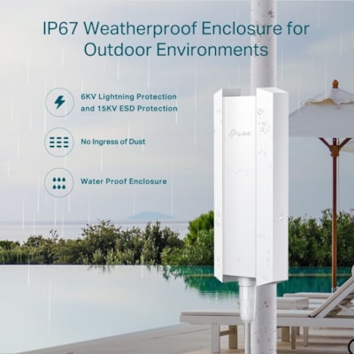 TP-Link EAP610-Outdoor Dual Band IEEE 802.11 a/b/g/n/ac/ax 1.80 Gbit/s Wireless Access Point - Outdoor - 2.40 GHz, 5 GHz - External - MIMO Technology - 1 x Network (RJ-45) - Gigabit Ethernet - Pole-mountable, Wall Mountable - IP67  