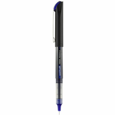Uni-Ball Vision Needle Rollerball Pen - 0.5 mm (0.02") Micro Pen Point - Blue Ink - Liquid - Black Barrel - Stainless Steel Tip - 1 Unit VISION NEEDLE 
