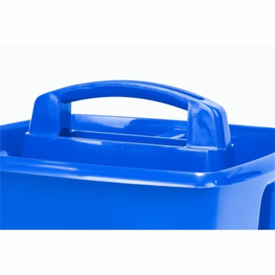 Storex Small Caddy, Blue - 3 Compartment(s) - Compartment Size : 8" (203.20 mm) x 3.50" (88.90 mm) x 3.75" (95.25 mm) - 9.2" (233.68 mm) Height x 9.2" (233.68 mm) Width x 5.2" (132.08 mm) Depth - Handle, Washable, Dishwasher Safe - Blue - Plastic - 6 Pack BLUE 