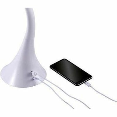 Bostitch Table Lamp - LED Bulb - Flicker-free, Flexible Neck, Adjustable Brightness, Touch Sensitive Control Panel, Color Temperature Setting, USB Powered, Dimmable - 400 lm Lumens - Silicone - Desk Mountable, Table Top - White - for Desk, Crafting, Studying, Tablet, Smart Watch 3 ADJUSTABLE COLOR MODES WHITE FINISH  W/USB PORT