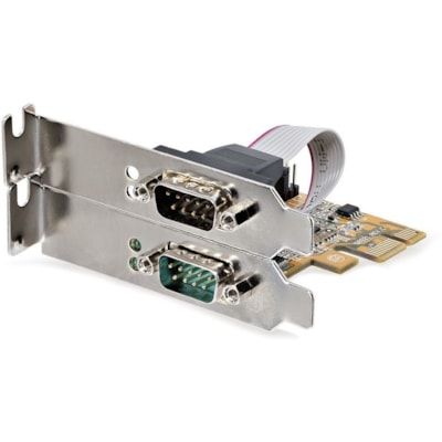 StarTech.com 2-Port PCI Express Serial Card, Dual Port PCIe to RS232 (DB9) Serial Card, 16C1050 UART, COM Retention, Windows & Linux - Connect serial RS232 (DB9) devices with this PC Serial Card. Supports 16C1050 UART - PCI Express serial card with LED activity lights - The UART PCIe supports 5/12V   CTLR 