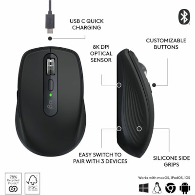 Logitech Mouse - Darkfield - Black - 6 Button(s)  