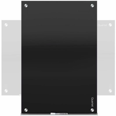 Quartet Infinity Magnetic Glass Dry-Erase Board, Black, 4' x 3' - 36" (914.40 mm) Width x 48" (1219.20 mm) Height - Black Tempered Glass Surface - Horizontal/Vertical - Magnetic - Frameless, Durable, Ghost Resistant, Stain Resistant, Scratch Resistant, Dent Resistant, Smooth Writing, Non-absorbent,  BLACK 