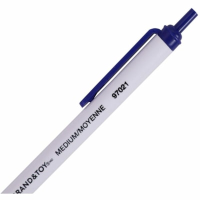 Grand & Toy Retractable Ballpoint Pens, Blue, Medium 1.0 mm, 12/BX - 1 mm (0.04") Medium Round Pen Point - Retractable - Blue Ink - White Barrel - 12 / Box BLUE REPLACED 97021 