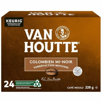 VAN HOUTTE K-Cup Colombian Medium Roast Coffee - Compatible with Keurig K-Cup Brewer - American, Regular - Medium - K-Cup - Colombian - 24 / Box  