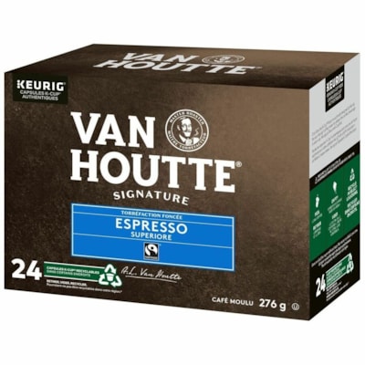 VAN HOUTTE K-Cup Espresso Superiore Dark Roast Signature Coffee - Compatible with Keurig K-Cup Brewer - American, Regular - Dark - K-Cup - Espresso - Kosher - 24 / Box 24/BX  KEURIG 