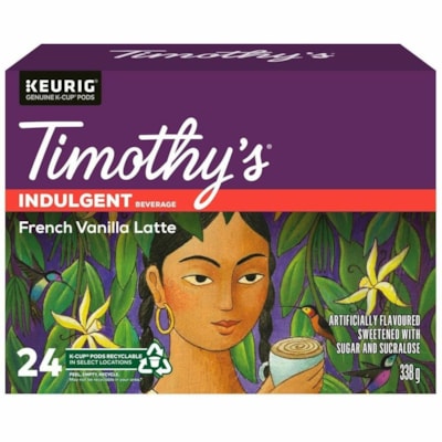 Timothy's K-Cup French Vanilla Latte Coffee - Compatible with Keurig K-Cup Brewer - Medium - 24 K-Cup - 24 / Box TIMOTHY'S  24CT 