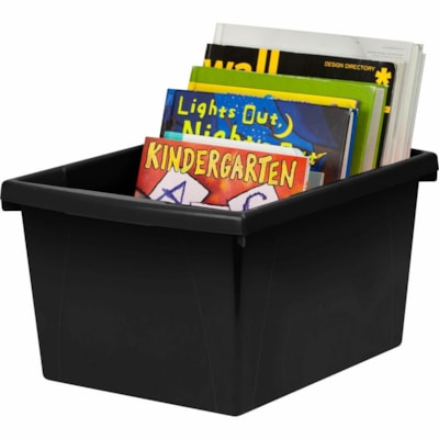 Storex 4 Gallon Storage Bin, Black - 15.10 L - Handle, Impact Resistant, Sturdy, Drop Resistant - Black - Plastic BLACK 