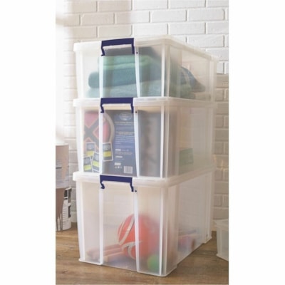 Bankers Box Storage Case - Internal Dimensions: 22.60" (574.04 mm) Width x 14.87" (377.70 mm) Depth x 14.75" (374.65 mm) Height - External Dimensions: 26" (660.40 mm) Width x 17.3" (439.42 mm) Depth x 15.3" (388.62 mm) Height - 22.45 gal (85000 mL) - Locking Clip, Lid, Flip Top Closure - Stackable - 85 L LARGE CAPACITY STORAGE BOX