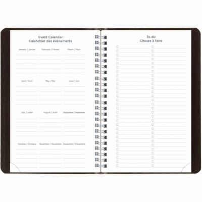 Blueline 2025-2026 13-Month Weekly/Monthly Academic Planner - July to July - 8" x 5" - Black - Bilingual - Academic - Weekly, Monthly - 13 Month - July 2025 to July 2026 - 1 Week Double Page Layout - 5" (127 mm) x 8" (203.20 mm) Sheet Size - Twin Wire - Black - Paper - Vicuana Cover - Holiday Listin  