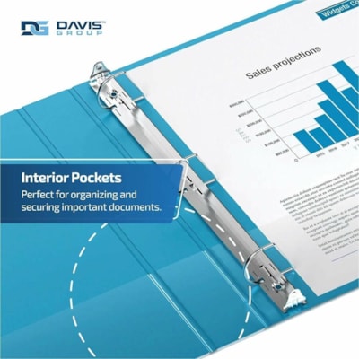 Davis Group Premium Economy, Angle D Ring, Binder, 6 Pack (Turquoise Blue, 1") - Letter - 8 1/2" (215.90 mm) x 11" (279.40 mm) Sheet Size - 225 Sheet Capacity - 3 x 1" (25.40 mm) Ring(s) - Fastener(s): D-Ring - Pocket(s): 2, Internal - Polypropylene - Turquoise Blue - 5.15 lb (2336 g) - Spine Label  e 