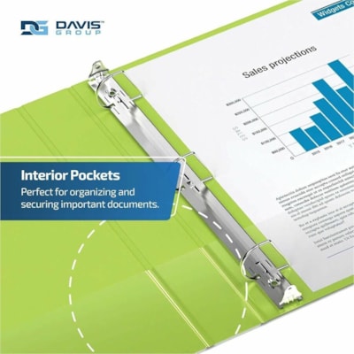 Davis Group Premium Economy, Angle D Ring, Binder, 6 Pack (Lime Green, 1") - Letter - 8 1/2" (215.90 mm) x 11" (279.40 mm) Sheet Size - 225 Sheet Capacity - 3 x 1" (25.40 mm) Ring(s) - Fastener(s): D-Ring - Pocket(s): 2, Internal - Polypropylene - Lime Green - 5.15 lb (2336 g) - Sheet Lifter, Spine  n 