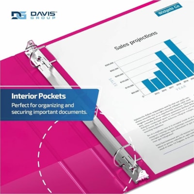 Davis Group Premium Economy, Angle D Ring, Binder, 6 Pack (Pink, 2") - Letter - 8 1/2" (215.90 mm) x 11" (279.40 mm) Sheet Size - 475 Sheet Capacity - 3 x 2" (50.80 mm) Ring(s) - Fastener(s): D-Ring - Pocket(s): 2, Internal - Polypropylene - Pink - 7.60 lb (3447.30 g) - Spine Label, PVC-free - 6 / P  