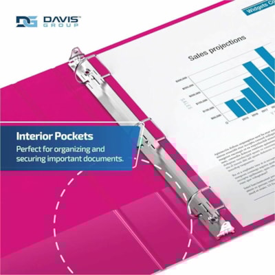 Davis Group Premium Economy, Angle D Ring, Binder, 6 Pack (Pink, 1") - Letter - 8 1/2" (215.90 mm) x 11" (279.40 mm) Sheet Size - 225 Sheet Capacity - 3 x 1" (25.40 mm) Ring(s) - Fastener(s): D-Ring - Pocket(s): 2, Internal - Polypropylene - Pink - 5.15 lb (2336 g) - Spine Label - 6 / Pack  