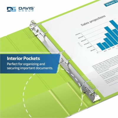 Davis Premium Economy, Angle D Ring, Binder, 6 Pack (Lime Green, 1.5") - Letter - 8 1/2" (215.90 mm) x 11" (279.40 mm) Sheet Size - 350 Sheet Capacity - 3 x 1.50" (38.10 mm) Ring(s) - Fastener(s): D-Ring - Pocket(s): 2, Internal - Polypropylene - Lime Green - 6.25 lb (2834.95 g) - Spine Label - 6 /  een 
