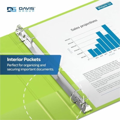 Davis Group Premium Economy, Angle D Ring, Binder, 6 Pack (Lime Green, 2") - Letter - 8 1/2" (215.90 mm) x 11" (279.40 mm) Sheet Size - 475 Sheet Capacity - 3 x 2" (50.80 mm) Ring(s) - Fastener(s): D-Ring - Pocket(s): 2, Internal - Polypropylene - Lime Green - 7.60 lb (3447.30 g) - Spine Label, PVC- n 