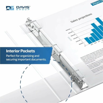 Davis Group Premium Economy, Angle D Ring, Binder, 6 Pack (White, 1") - Letter - 8 1/2" (215.90 mm) x 11" (279.40 mm) Sheet Size - 225 Sheet Capacity - 3 x 1" (25.40 mm) Ring(s) - Fastener(s): D-Ring - Pocket(s): 2, Internal - Polypropylene - White - 5.15 lb (2336 g) - Spine Label - 6 / Pack  
