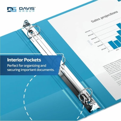 Davis Premium Economy, Round Ring, Binder, 6 Pack (Turquoisee Blue, 1.5") - Letter - 8 1/2" (215.90 mm) x 11" (279.40 mm) Sheet Size - 275 Sheet Capacity - 3 x 1.50" (38.10 mm) Ring(s) - Fastener(s): Round Ring - Pocket(s): 2, Internal - Polypropylene - Turquoise Blue - 6.25 lb (2834.95 g) - Spine L lue 
