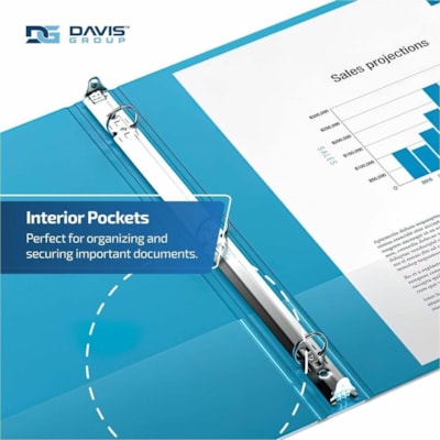 Davis Premium Economy, Round Ring, Binder, 6 Pack (Turquoisee Blue, 1") - Letter - 8 1/2" (215.90 mm) x 11" (279.40 mm) Sheet Size - 200 Sheet Capacity - 3 x 1" (25.40 mm) Ring(s) - Fastener(s): Round Ring - Pocket(s): 2, Internal - Polypropylene - Turquoise Blue - 5.15 lb (2336 g) - Spine Label, PV e 