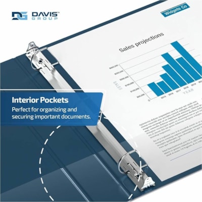 Davis Group Premium Economy, Angle D Ring, Binder, 6 Pack (Navy Blue, 2") - Letter - 8 1/2" (215.90 mm) x 11" (279.40 mm) Sheet Size - 475 Sheet Capacity - 3 x 2" (50.80 mm) Ring(s) - Fastener(s): D-Ring - Pocket(s): 2, Internal - Polypropylene - Navy - 7.60 lb (3447.30 g) - Spine Label, PVC-free -   