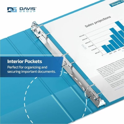 Davis Premium Economy, Angle D Ring, Binder, 6 Pack (Turquoise Blue, 3") - Letter - 8 1/2" (215.90 mm) x 11" (279.40 mm) Sheet Size - 625 Sheet Capacity - 3 x 3" (76.20 mm) Ring(s) - Fastener(s): D-Ring - Pocket(s): 2, Internal - Polypropylene - Turquoise Blue - 9.10 lb (4127.69 g) - Spine Label, PV e 