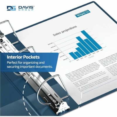 Davis Premium Economy, Angle D Ring, Binder, 6 Pack (Navy Blue, 3") - Letter - 8 1/2" (215.90 mm) x 11" (279.40 mm) Sheet Size - 625 Sheet Capacity - 3 x 3" (76.20 mm) Ring(s) - Fastener(s): D-Ring - Pocket(s): 2, Internal - Polypropylene - Navy - 9.10 lb (4127.69 g) - Spine Label, PVC-free - 6 / Pa  