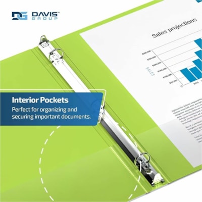 Davis Group Premium Economy, Round Ring, Binder, 6 Pack (Lime Green, 1") - Letter - 8 1/2" (215.90 mm) x 11" (279.40 mm) Sheet Size - 200 Sheet Capacity - 3 x 1" (25.40 mm) Ring(s) - Fastener(s): Round Ring - Pocket(s): 2, Internal - Polypropylene - Lime Green - 5.15 lb (2336 g) - Spine Label, PVC-f n 