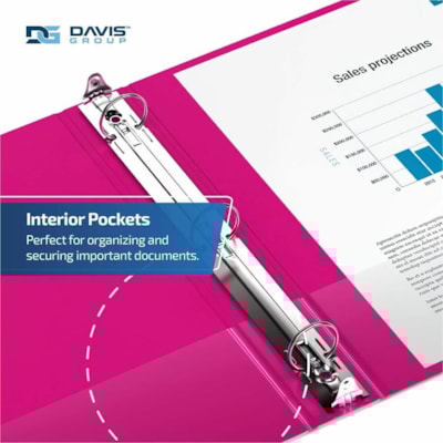Davis Group Premium Economy, Round Ring, Binder, 6 Pack (Pink, 2") - Letter - 8 1/2" (215.90 mm) x 11" (279.40 mm) Sheet Size - 400 Sheet Capacity - 3 x 2" (50.80 mm) Ring(s) - Fastener(s): Round Ring - Pocket(s): 2, Internal - Polypropylene - Pink - 7.60 lb (3447.30 g) - Spine Label, PVC-free - 6 /  