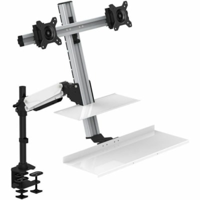 Rocelco - Montage de bureau Sit-Stand pour Moniteur, Poste de travail, Ordinateur, Clavier, Souris - Noir - Hauteur réglable - 27 po Support d'écran - 24 lb (10886,22 g) Capacité de charge - Acier, Aluminium - 1 Unité  Floating Desk ise à debout.