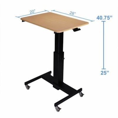 Rocelco Mobile Standing Desk - 20 lb (9.07 kg) Capacity - Height Adjustable - 28" (711.20 mm) Table Top Width x 20" (508 mm) Table Top Depth - 30.7" (779.78 mm) Height x 8" (203.20 mm) Width x 23" (584.20 mm) Depth - Classroom, Home, School, Laptop, Monitor, Book - Wood Grain Top Material 8"W 