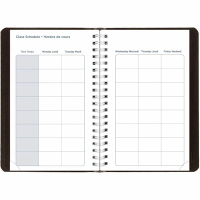 Blueline Daily/Monthly Academic Planner, Bilingual, Black (CA201B.BLK) - Academic - Daily, Monthly - 12 Month - August 2025 to July 2026 - 5" (127 mm) x 8" (203.20 mm) Sheet Size - Twin Wire - Black - Paper - Vicuana Cover - Task List, Goal Section, Schedule Section, Notes Section, Planning Space, P  