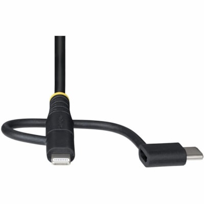 StarTech.com 3.3ft (1m) Rugged USB Multi Charging Cable, USB to Lightning/Micro-USB/Type-C, Apple MFi, Aramid Jacket, 3-in-1 Charger Cord - 3-in-1 Rugged USB Cable compatible w/portable devices; Apple MFi Certified Lightning; Supports USB-C and Micro-USB; Rugged cable design w/Aramid fiber; Flexible  MULTI CHARGING CABLE  USB TO LIGHTNING/MICRO-USB/