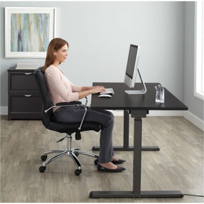 Realspace Magellan 60" Performance Electric Height-Adjustable Standing Desk, Grey - T-shaped Base - Modern Style - 2 Legs - Height Adjustable - 60" (1524 mm) Table Top Width x 30" (762 mm) Table Top Depth - 43" (1092.20 mm) Height - Business, Office, Home - Assembly Required - Gray, Dark - Steel, Wo  