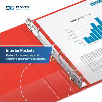 Davis Group Premium Economy, Angle D Ring, Binder, 6 Pack (Red, 1") - Letter - 8 1/2" (215.90 mm) x 11" (279.40 mm) Sheet Size - 225 Sheet Capacity - 3 x 1" (25.40 mm) Ring(s) - Fastener(s): D-Ring - Pocket(s): 2, Inside Front & Back - Polypropylene - Red - 5.15 lb (2336 g) - Recycled - Label Holder  