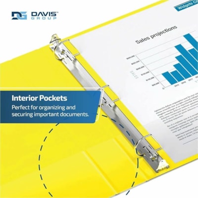 Davis Group Premium Economy, Angle D Ring, Binder, 6 Pack (Yellow, 1") - Letter - 8 1/2" (215.90 mm) x 11" (279.40 mm) Sheet Size - 225 Sheet Capacity - 3 x 1" (25.40 mm) Ring(s) - Fastener(s): D-Ring - Pocket(s): 2, Inside Front & Back - Polypropylene - Yellow - 5.15 lb (2336 g) - Recycled - Spine   