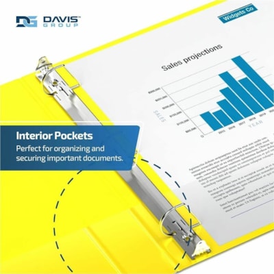 Davis Group Premium Economy, Angle D Ring, Binder, 6 Pack (Yellow, 2") - Letter - 8 1/2" (215.90 mm) x 11" (279.40 mm) Sheet Size - 475 Sheet Capacity - 3 x 2" (50.80 mm) Ring(s) - Fastener(s): D-Ring - Pocket(s): 2, Inside Front & Back - Polypropylene - Yellow - 7.60 lb (3447.30 g) - Recycled - Spi  