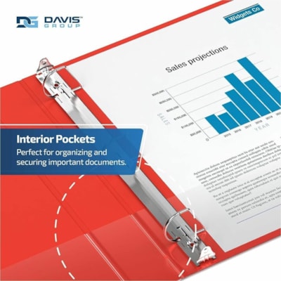Davis Group Premium Economy, Angle D Ring, Binder, 6 Pack (Red, 2") - Letter - 8 1/2" (215.90 mm) x 11" (279.40 mm) Sheet Size - 475 Sheet Capacity - 3 x 2" (50.80 mm) Ring(s) - Fastener(s): D-Ring - Pocket(s): 2, Inside Front & Back - Polypropylene - Red - 7.60 lb (3447.30 g) - Recycled - Label Hol  