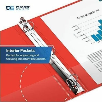 Davis Group Premium Economy, Round Ring, Binder, 6 Pack (Red, 1.5") - Letter - 8 1/2" (215.90 mm) x 11" (279.40 mm) Sheet Size - 275 Sheet Capacity - 3 x 1.50" (38.10 mm) Ring(s) - Fastener(s): Round Ring - Pocket(s): 2, Inside Front & Back - Polypropylene - Red - 6.25 lb (2834.95 g) - Recycled - La  