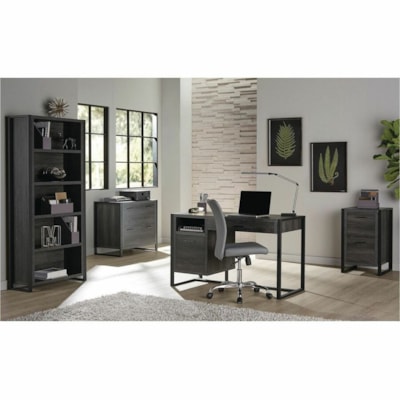 Realspace DeJori 51" Writing Desk, Charcoal - 2 x Storage Drawer(s) - Material: Engineered Wood, Laminate, Paperboard - Finish: Charcoal - Center Drawer - For Writing, Document, Stationary, Book, Computer WRITING DESK CHARCOAL 