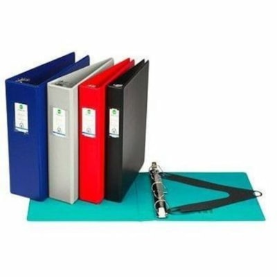Grand & Toy 3" Locking D-Ring Letter-Size Binder, Red - Letter - 8 1/2" (215.90 mm) x 11" (279.40 mm) Sheet Size - 650 Sheet Capacity - 3" (76.20 mm) Ring - Fastener(s): 3 x D-Ring - Pocket(s): 4, Front & Back, Internal - Polypropylene, Plastic, Vinyl - Red - Recycled - Locking Ring, Lockable, Easy  LEATHER GRAINED VINYL 2 INSIDE POCKETS
